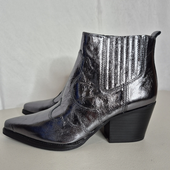 Sam Edelman Winona Silver Metallic Leather Western Style Booties - Size 7 - NWOB - Picture 7 of 16
